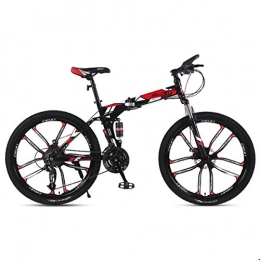 Dapang Fahrräder Dapang Mountainbike 21 / 24 / 27 Speed Stahlrahmen 26 Zoll 10-Speichen-Rder Federung Faltrad, Red, 21speed