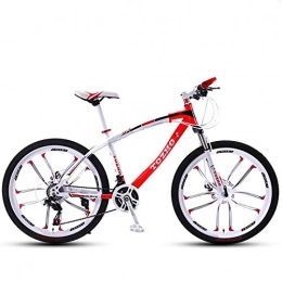 DGAGD Mountainbike DGAGD Mountainbike Fahrrad mit Variabler Geschwindigkeit 24 Zoll Doppelscheibenbremsen Doppelstoßdämpfer Ultraleicht zehn Schneidräder-weiß Rot_21 Geschwindigkeit
