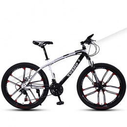 DGAGD Mountainbike DGAGD Mountainbike Fahrrad mit Variabler Geschwindigkeit 24 Zoll Doppelscheibenbremsen Doppelstoßdämpfer Ultraleicht zehn Schneidräder-weiß schwarz_30 Geschwindigkeit