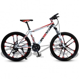 Dsrgwe Mountainbike Dsrgwe Mountainbike, 26inch Mountainbike, Stahl-Rahmen Hardtail Bike, Doppelscheibenbremse und Vorderradaufhängung (Color : White+Red, Size : 24 Speed)