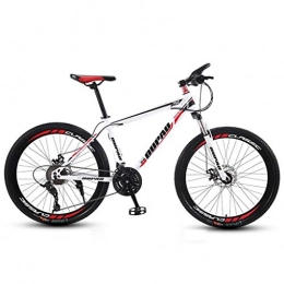 Dsrgwe Mountainbike Dsrgwe Mountainbike, Mountainbike, Carbon-Stahlrahmen Bergfahrräder Hardtail, Doppelscheibenbremse und Vorderradgabel, 26inch Speichenrad (Color : Red+White, Size : 24-Speed)