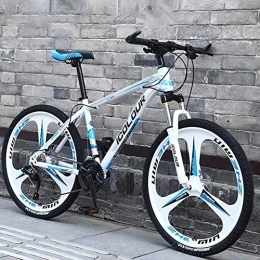 DULPLAY Fahrräder DULPLAY 66 cm (26 Zoll), 27 Gänge, Aluminium, leicht, Mountainbike, für Erwachsene, Mountainbike, Hardtail-Bike, mit Federung vorne, Weiß und Blau, 26 Zoll, 27 Geschwindigkeiten