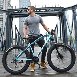DULPLAY Fahrräder DULPLAY Dual-scheiben-bremsen Erwachsene Mountainbike, 24 Zoll Falten Fett MTB, Big Tire Motorschlitten Fahrrad Für Männer Frauen Blau 26", 24-Gang
