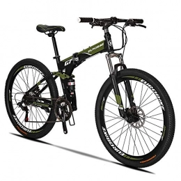 Extrbici Fahrräder Extrbici G7 Mountain Bike 21 Speed Stahlrahmen 27, 5 Zoll Rder Dual Suspension Faltrad (ArmyGreen-Spoke Wheel)