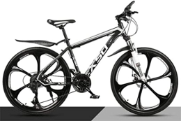 Generic Mountainbike Fahrrad, Mountainbike, kohlenstoffhaltiger Stahl, 26 Zoll, Speichenrad, Doppelfederung, Herren-MTB (Color : Black White, Size : 24 Speed)