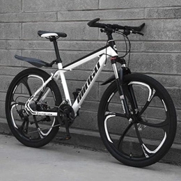 Generic Mountainbike Fahrrad, Mountainbike Rahmen aus Kohlenstoffstahl Scheibenbremsen Stoßdämpfung Erwachsene Fahrradrennen (Color : White, Size : 21 Speed)