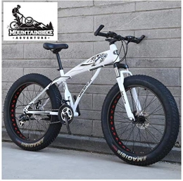 Wttfc Fahrräder Fette Reifen Hardtail MTB mit Gabelfederung für Erwachsenen Herren Damen, Unisex Jugend Kohlenstoffstahl Fahrräder Mountainbike, Zwei Scheibenbremsen, New White, 26 Inch 27 Speed