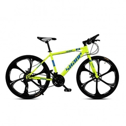 FJW Fahrräder FJW Unisex 26 Zoll 6-Speichen-Räder Mountainbike 21 / 24 / 27 / 30 Geschwindigkeit Doppelscheibenbremse MTB-Bike, Yellow, 30Speed