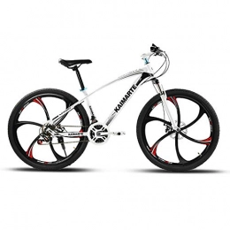 FJW Fahrräder FJW Unisex Hardtail-Mountainbike Stahlrahmen mit hohem Kohlenstoffgehalt 26inch MTB-Bike 21 / 24 / 27 Geschwindigkeiten mit Scheibenbremsen und Federgabel, White, 27Speed