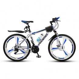 FJW Fahrräder FJW Unisex-Mountainbike 21 / 24 / 27 Geschwindigkeit Stahlrahmen mit hohem Kohlenstoffgehalt 26 Zoll 3-Speichen-Räder mit Scheibenbremsen und Federgabel, Blue, 27Speed