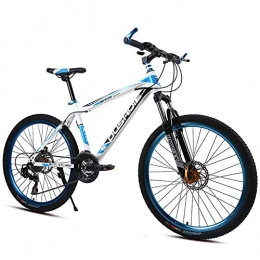 FJW Fahrräder FJW Unisex-Mountainbike, 21 / 24 / 27 Geschwindigkeit Stahlrahmen mit hohem Kohlenstoffgehalt 26 Zoll Doppelscheibenbremse Federung MTB Bike, Blue, 24Speed