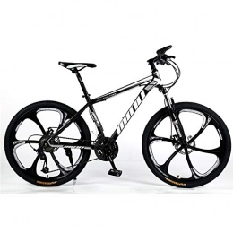 FJW Fahrräder FJW Unisex-Mountainbike, 26 Zoll 6-Speichen-Räder Stahlrahmen mit hohem Kohlenstoffgehalt, 21 / 24 / 27 / 30 Geschwindigkeit Einstellbar MTB-Bike Mit Scheibenbremsen und Federgabel, Black, 21Speed
