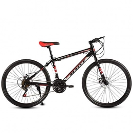 FXMJ Fahrräder FXMJ 24 Zoll Bike Mountainbike für Erwachsene, 27 Gang Hybrid Comfort Bike mit Doppelscheibenbremse, vollgefederte MTB Bikes, Black red