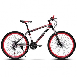 FXMJ Fahrräder FXMJ Erwachsene Mountainbikes, 26 Zoll Carbon Mountainbike Aus Stahl Mit Hohem Kohlenstoffgehalt Und Vollfederung, 21 Gang Doppelscheibenbremsen Mountainbike, Black red