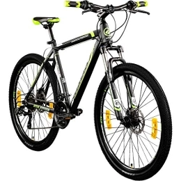 Galano Fahrräder Galano 27, 5 Zoll 650B MTB Toxic Mountainbike Scheibenbremsen (schwarz / grün, 46 cm)