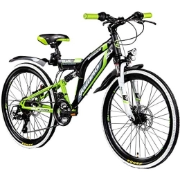 Galano Mountainbike Galano Adrenalin DS MTB Fahrrad ab 135 cm für Mädchen und Jungen mit 21 Gängen StVO Beleuchtung 24 Zoll Mountainbike Fully Jugendfahrrad Kinderfahrrad (Schwarz / Grün)