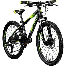 Galano Mountainbike Galano Jugendfahrrad 24 Zoll Mountainbike ab 130 cm 21 Gänge G201 MTB Fahrrad (schwarz / grün)