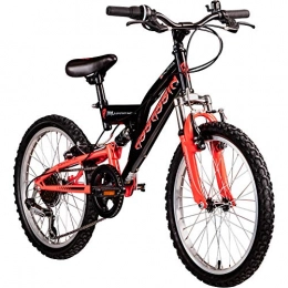 Galano Mountainbike Galano Kinderfahrrad MTB 20 Zoll Fully Assassin Fahrrad Full Suspension ab 6 Jahre (schwarz / rot, 31 cm)