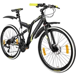 Galano Fahrräder Galano Volt DS Mountainbike für Mädchen und Jungen ab 160 cm, Jugendfahrrad Unisex mit 21 Gangschaltung und Scheibenbremsen, Fahrrad MTB Fully Schutzblech (schwarz / grün)