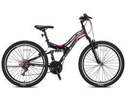 Geroni Fahrräder Geroni FXC 50 Mountainbike Fully ab 130-145 cm MTB für Jungen und Mädchen 21 Gang Fahrrad 24 Zoll mit V Brakes, Jugendfahrrad, Mountain Bike Vollgefedert