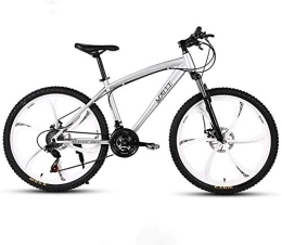 GLJY Fahrräder GLJY 24-Zoll-Mountainbike für Erwachsene, Strand-Schneemobilfahrrad, Doppelscheibenbremsfahrräder, Aluminiumlegierungsräder, Mann Frau Allzweck, Silber, 27speed