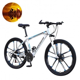 GOLDGOD Fahrräder GOLDGOD Carbon Steel Mountainbike, 26 Zoll 21-Gang-Getriebe Doppelscheibenbremsen Mountainbike MTB Klapp-Außenfahrräder Mit Vollfederung, White Blue