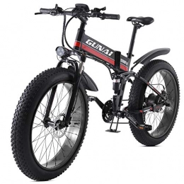 GUNAI Fahrräder GUNAI Electric Bike 26 Zoll Faltbarer Fetter Reifen Snowbike 21-Gang-Mountainbike mit Rücksitz （Rot）