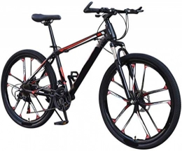 HFM Fahrräder HFM Mountainbike, 26-Zoll-Mountainbike, doppelt gefederte Fahrrder aus Kohlenstoffstahl, rutschfestes 6-Speichen-21-Gang-Antriebsstrang-Fahrrad, Schaltfahrrad mit Vollfederung, Rot