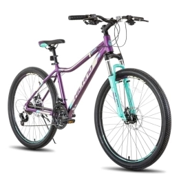 HH HILAND Fahrräder HILAND 26 Zoll Mountainbike MTB mit Aluminiumrahmen 24 Gang Schaltung Doppelscheibenbremse Lock-Out Federgabel violett für Damen und Mädchen