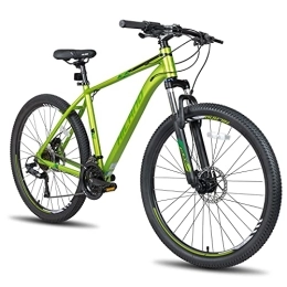 STITCH Fahrräder Hiland 27, 5 Zoll MTB Mountainbike Hardtail Mountain Bike mit 495mm Aluminiumrahmen 27 Gang Schaltung Scheibenbremse Lock-Out Federgabel grün Herren Damen