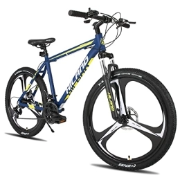 ROCKSHARK Fahrräder HILAND Mountainbike MTB Hardtail mit 26 Zoll Speichenrädern 482mm Aluminiumrahmen 21 Gang Schaltung Scheibenbremse Federgabel blau Einteiliges 3 Schaufelrad