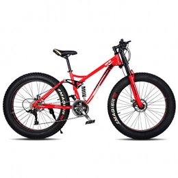 Hmcozy 24" 26" Mountain Fahrrad, 24-Gang Mountainbike mit Scheibenbremse, Stahlrahmen,Rot,24in