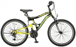 Hoopfietsen Fahrräder Hoopfietsen 24 Zoll Jungen Fully Mountainbike 21 Gang Albatros, Farbe:schwarz-gelb