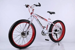 HUWAI Fahrräder HUWAI Mountain Bikes, 26-Zoll-Fat Tire Hardtail Mountainbike, Doppelaufhebung-Rahmen und Federgabel All Terrain Mountain Bike, Mittelhochfeste Stahlrahmen, White red