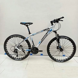 HUWAI Fahrräder HUWAI Mountainbike 26 Inch27speed Bike Unisex Bike Doppelscheibenbremse Carbon Steel Mountainbike Full Suspension Fahrrad (weiß Rot, Weiß-Blau), White Blue