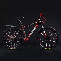 Hxx Fahrräder Hxx Mountainbike, 24"Rahmen Aus Kohlenstoffstahl, Unisex, Fahrrad Mit Variabler Geschwindigkeit, 21 Geschwindigkeit, Stodmpfung, Doppelscheibenbremsen, Gelndefahrrad, BlackRed