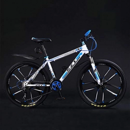 Hxx Fahrräder Hxx Mountainbike, 24"Rahmen Aus Kohlenstoffstahl, Unisex, Fahrrad Mit Variabler Geschwindigkeit, 21 Geschwindigkeit, Stodmpfung, Doppelscheibenbremsen, Gelndefahrrad, Whiteblue
