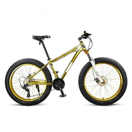 HY-WWK Fahrräder HY-WWK Erwachsene Mountainbike, Abschließbare Federgabel 26 Zoll All Terrain Bike 4.0 Fat Tyres 27-Gang Doppelscheibenbremse, Blau, Gold