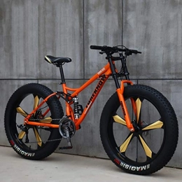 JIAJULL Fahrräder JIAJULL Mens Mountain Bikes, 26-Zoll-Fat Tire Hardtail Mountainbike, Doppelaufhebung Rahmen und Federgabel, 21 Geschwindigkeit, 5 Spoke, All Terrain (Farbe : Orange)