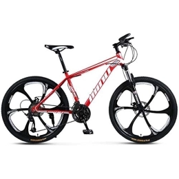 JLRTY Fahrräder JLRTY Mountainbike 26" Männer / Frauen Mountainbikes 21 / 24 / 27 / 30 Geschwindigkeiten MTB Bike Leichte Carbon-Stahlrahmen-Scheibenbremse Vorderachsfederung (Color : Red, Size : 21speed)