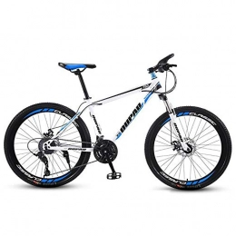 JLRTY Fahrräder JLRTY Mountainbike Mountainbike, Carbon-Stahlrahmen Bergfahrräder Hardtail, Doppelscheibenbremse Und Vorderradgabel, 26-Zoll-Speichenrad (Color : White+Blue, Size : 21-Speed)