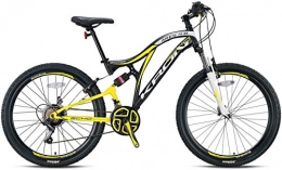 KRON Fahrräder KRON ARES 4.0 Fully Mountainbike 27.5 Zoll | 21 Gang Shimano Kettenschaltung mit V-Bremse | 16.5 Zoll Rahmen Vollgefedert MTB Erwachsenen- und Jugendfahrrad | Schwarz Gelb Weiß