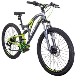 KRON Fahrräder KRON ARES 4.0 Fully MTB 27.5 Zoll Jugend Erwachsene| Mountainbike 21 Gang Shimano, Scheibenbremse, 16.5 Zoll Rahmen, Vollfederung, Grün