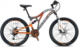 KRON Fahrräder KRON ARES 4.0 Vollgefedertes Kinder Mountainbike 20 Zoll ab 6, 7, 8, 9 Jahre | 21 Gang Shimano Kettenschaltung mit V-Bremse | Kinderfahrrad 14 Zoll Rahmen Vollfederung | Grau Orange