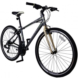 KRON Fahrräder KRON RF-100 Aluminium City Trekkingrad Mountainbike 28 Zoll, 21 Gang Shimano Kettenschaltung mit V-Bremse | 18 Zoll Rahmen | Alu Trekkingfahrrad Erwachsenen- und Jugendfahrrad | Grau & Beige