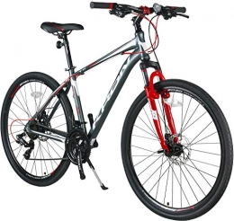 KRON Fahrräder KRON TX-100 Aluminium Mountainbike 28 Zoll | 21 Gang Shimano Kettenschaltung mit Scheibenbremse | 16 Zoll Rahmen MTB Erwachsenen- und Jugendfahrrad | Grau Rot