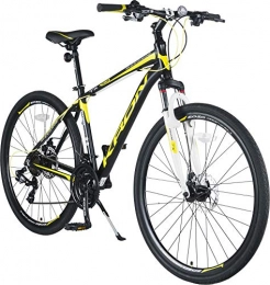 KRON Mountainbike KRON TX-100 Aluminium Mountainbike 28 Zoll | 21 Gang Shimano Kettenschaltung mit Scheibenbremse | 18 Zoll Rahmen MTB Erwachsenen- und Jugendfahrrad | Schwarz Gelb