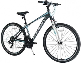 KRON Fahrräder KRON TX-100 Aluminium Mountainbike 28 Zoll | 21 Gang Shimano Kettenschaltung mit V-Bremse | 16 Zoll Rahmen MTB Erwachsenen- und Jugendfahrrad | Grau Blau