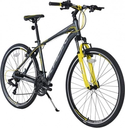 KRON Mountainbike KRON TX-100 Aluminium Mountainbike 28 Zoll | 21 Gang Shimano Kettenschaltung mit V-Bremse | 20 Zoll Rahmen MTB Erwachsenen- und Jugendfahrrad | Schwarz Gelb