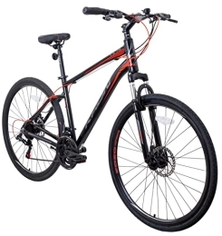 KRON Fahrräder KRON TX 75 Hardtail Aluminium Trekking Mountainbike 28 Zoll, 21 Gang Shimano, Scheibenbremse | 18 Zoll Rahmen MTB Erwachsenen- und Jugendfahrrad, Schwarz Rot